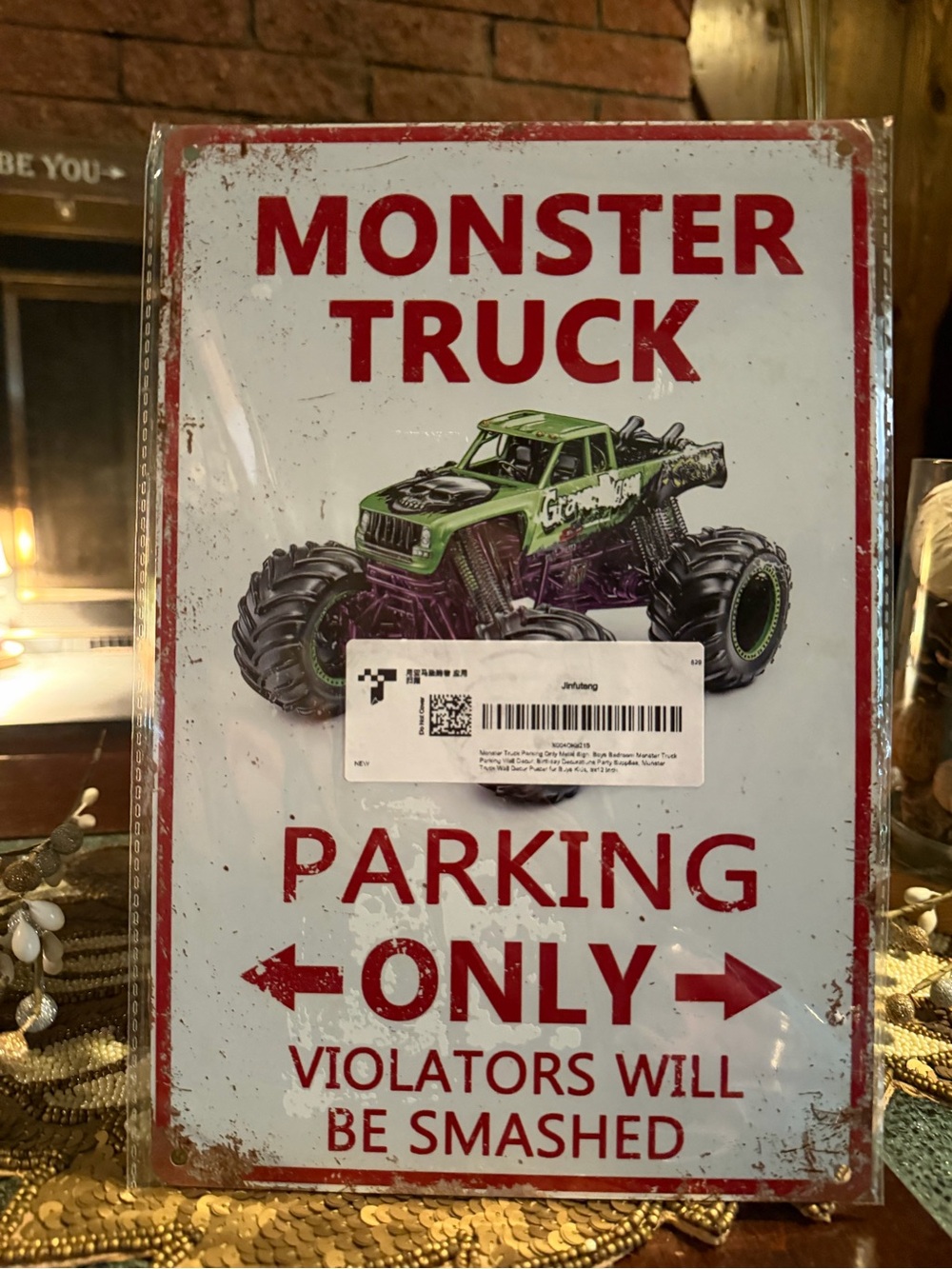 Monster Truck Parking Only Metal Sign, Boys Bedroom Monster Truck Parking Wall - Picture 8 of 9